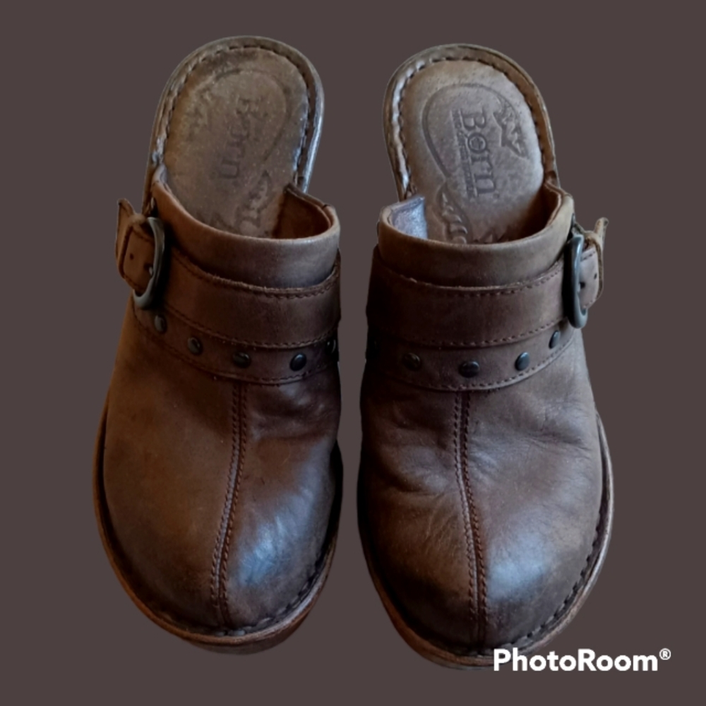 Born Brown Leather Clogs